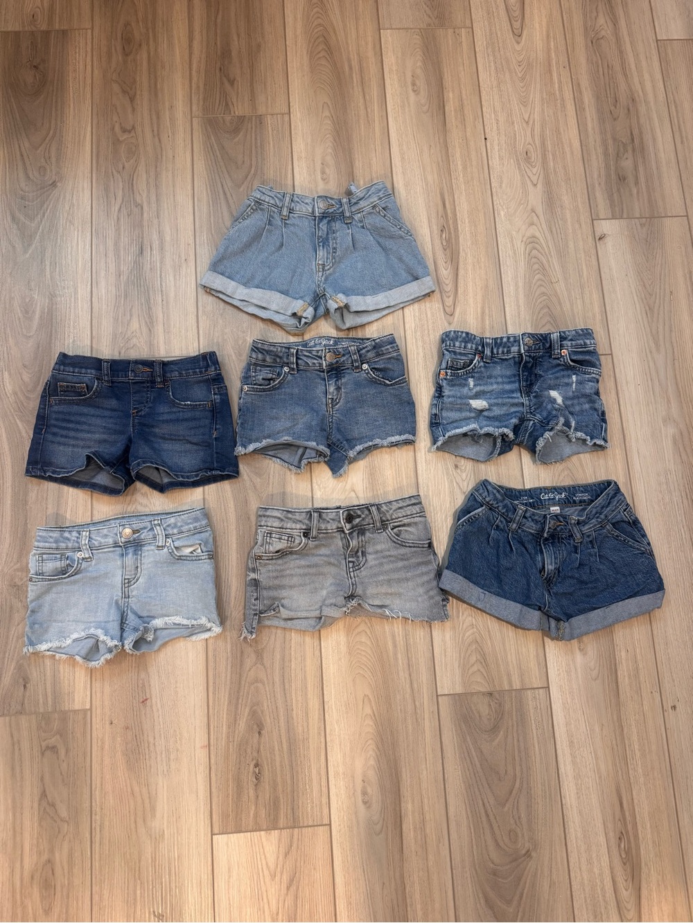 Cat & Jack Girls' Mixed Denim Shorts - Various Blue Washes